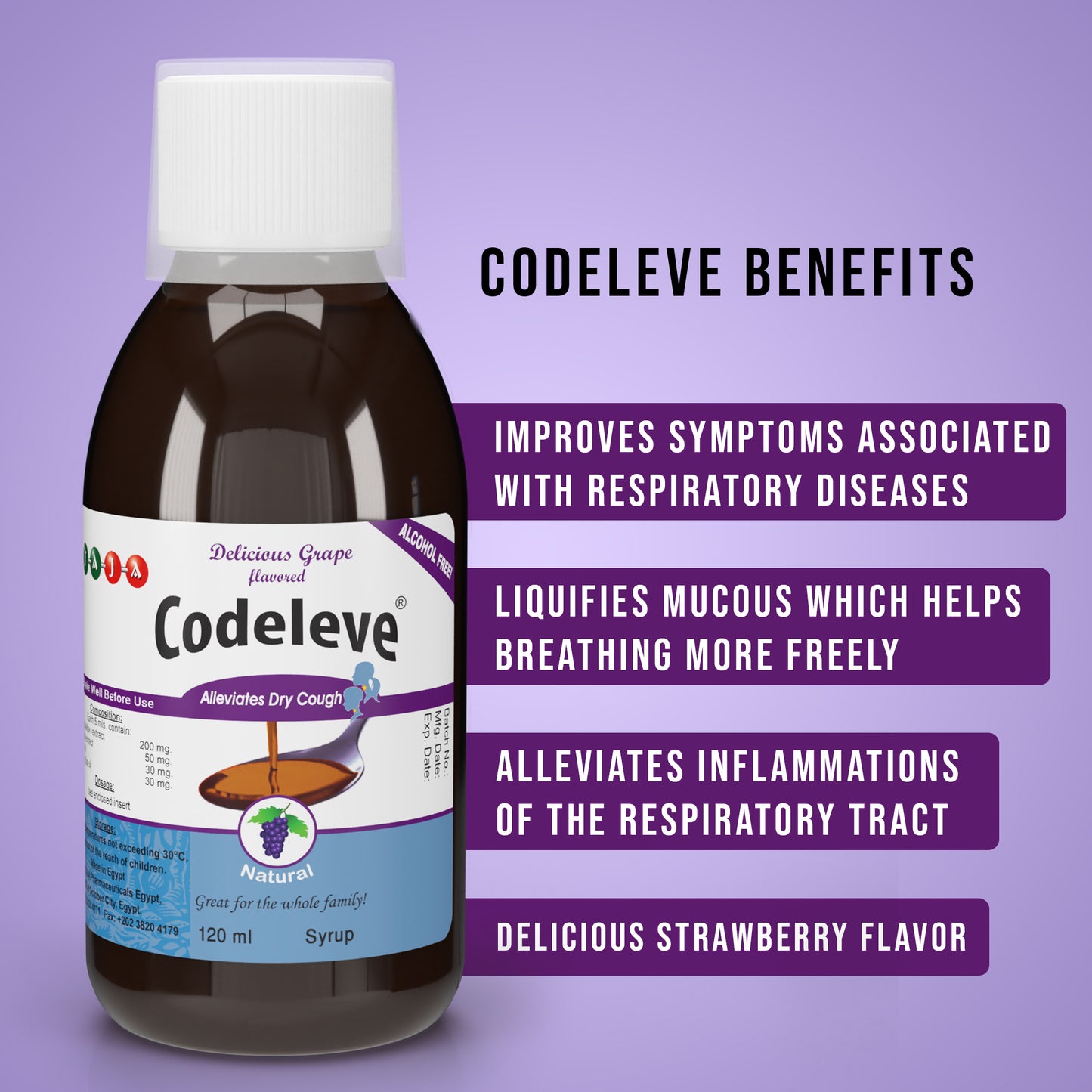 Codeleve® - Natural Herbal Dry cough syrup | 120 mL